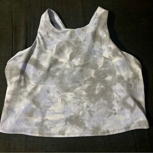 Athleta Conscious Crop Bra High Neck Longline 2XL Blue Tie Dye Stripe SU21